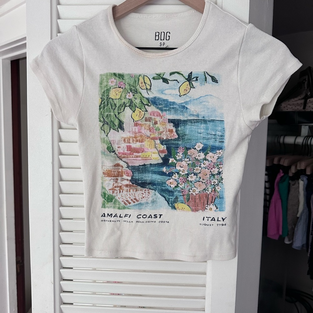 Amalfi Coast Graphic Tee - Cream